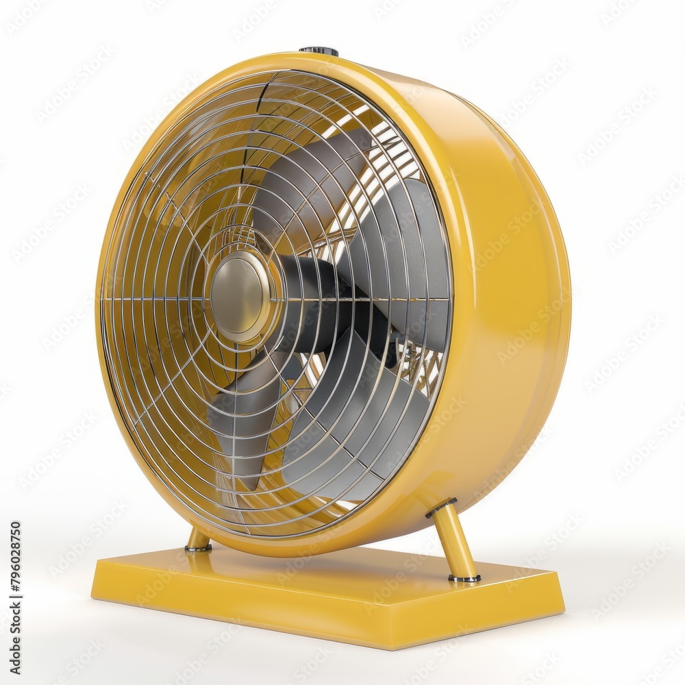 3D Render of a retro-style rotary fan, on isolated white background, Generative AI 3D Render of a retro-style rotary fan, on isolated white background, Generative AI