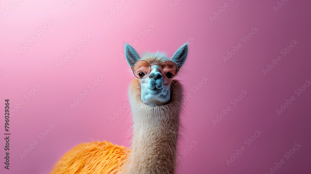 Fototapeta premium Llama in sunglass shade glasses 