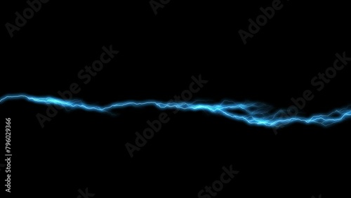 The Thunder struck or electricity  sparkling footage loop  on Black Background.