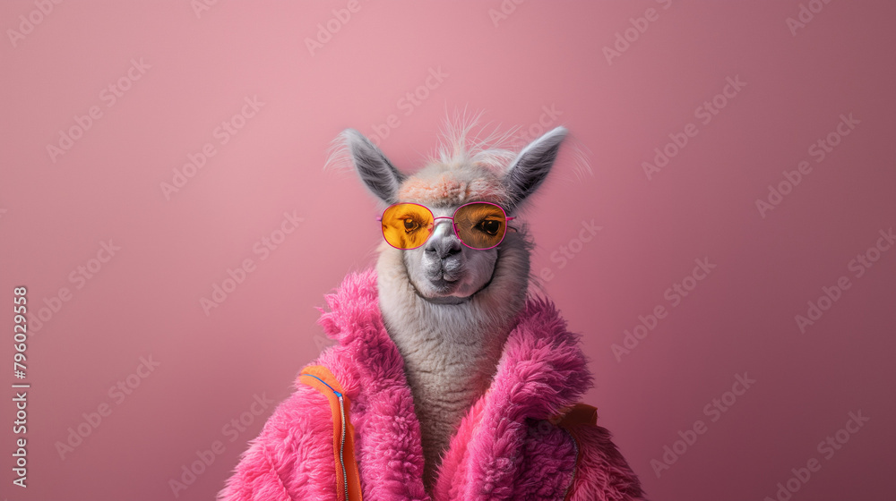 Obraz premium Llama in sunglass shade glasses