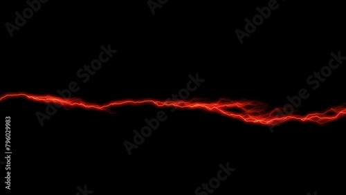 The Thunder struck or electricity  sparkling footage loop  on Black Background.