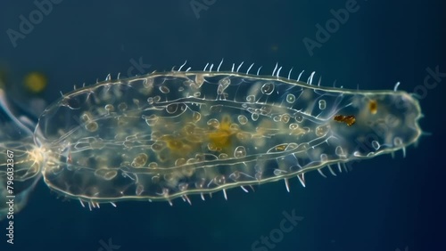 An extreme closeup of a Euglenoids flagellum highlighting its intricate structure and the tiny hairs that line its surface. The flagellum . AI generation. photo