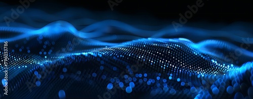 Futuristic Digital Technology Abstract with Glowing Dots and Lines on Dark Gradient Background
