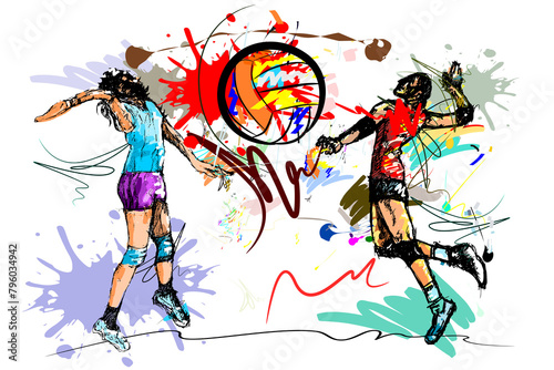 Volleyball sports brush style sports art  photo
