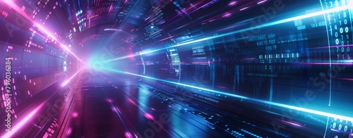 Abstract futuristic background with an illuminated geometric tunnel