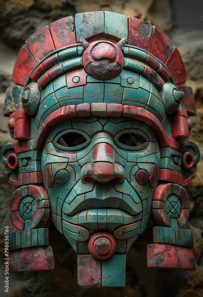Jade Mask From An Ancient Civilization. Illustration On The Theme Of Civilizations And Computer Games, History And Archaeology. Generative AI Jade Mask From An Ancient Civilization. Illustration On The Theme Of Civilizations And Computer Games, History And Archaeology. Generative AI