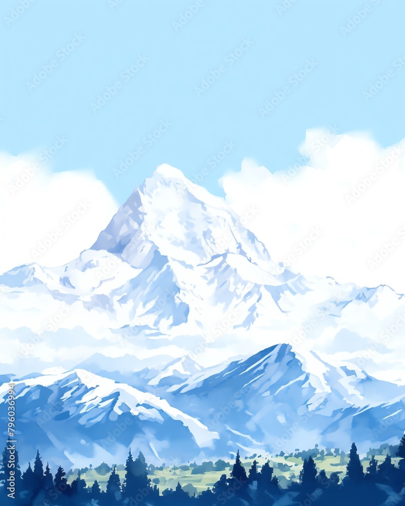 A beautiful watercolor painting of a snow-capped mountain. A beautiful watercolor painting of a snow-capped mountain.