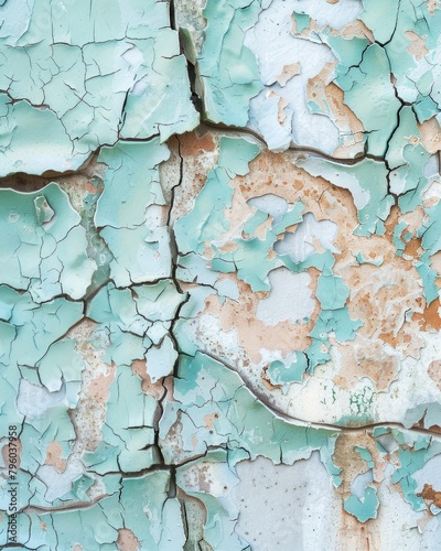 Peeling paint on the surface of an old wall. Abstract background © tnihousestudio