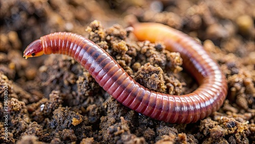 Closeup of a red earthworm