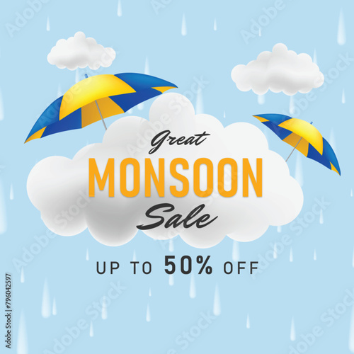 Free vector realistic monsoon sale composition