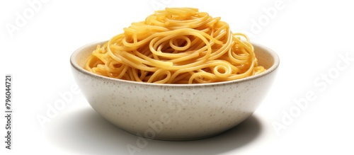 spaghetti in a bowl white background photo