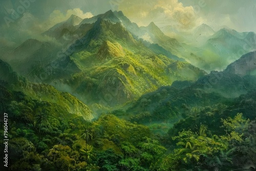 Green mountain vegetation landscape panoramic photo
