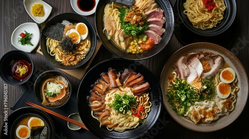a piping hot bowls of ramen  showcasing the artistry and depth of Japanese noodle culture