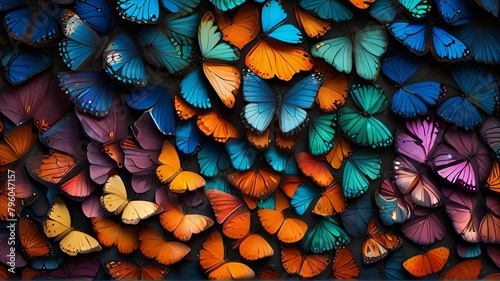 Fundo formado por borboletas coloridas, gerado com ia. photo