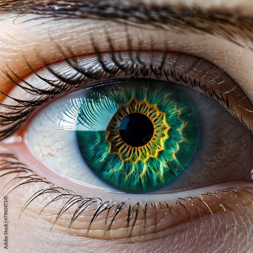 A human eye retina realistic beautiful close view, Ai Generated
