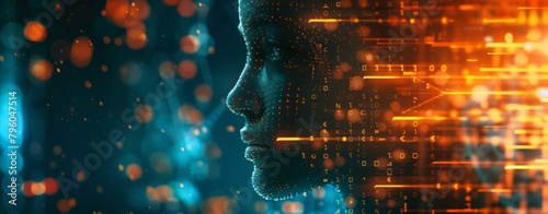 Digital background featuring a closeup of an AI
