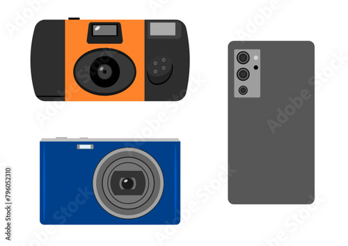 インスタントカメラとデジタルカメラとスマートフォンで撮影