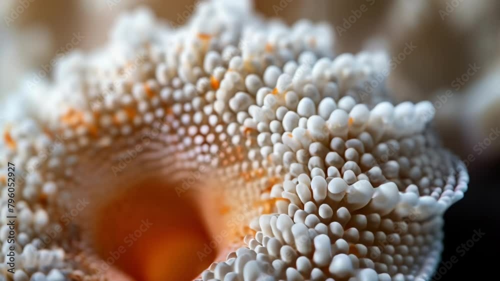 A closeup view of a single fungal spore its smooth surface covered in tiny bumps and ridges. The spore is surrounded by a ring of . AI generation. A closeup view of a single fungal spore its smooth surface covered in tiny bumps and ridges. The spore is surrounded by a ring of . AI generation.