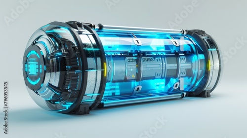 Advanced waterenergy battery in a scifi theme, showcased against a clean white background, noiseless high definition