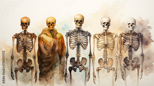 Skeleton Bones watercolor style