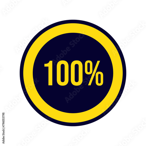 100% Percentage circle , 100% Circle loading and circle progress, 100 percent diagrams for infographic, Percentage infographics, ready-to-use for web design, user interface UI, Circle Loading,