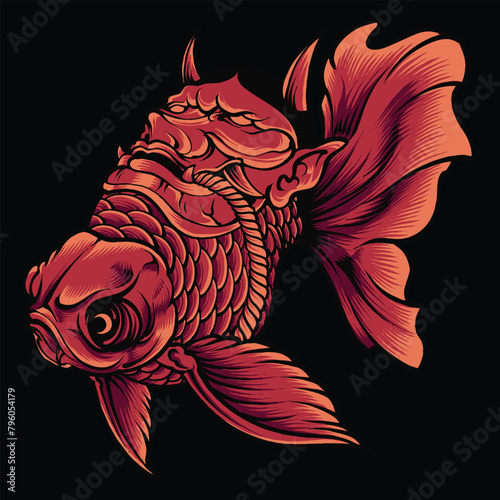 vector oni koi illustration tshirt design