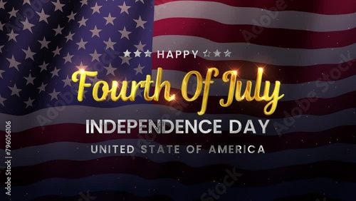 Fourth of july independence day animation text. United state of america independence day lettering text