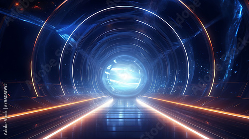 Tunnel in space ship, technology and futureistic concept