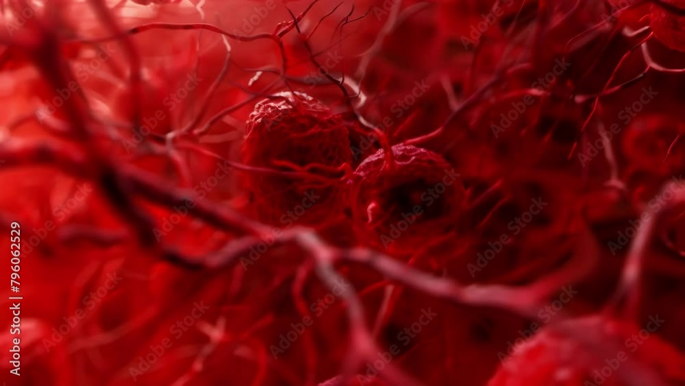 An enlarged view of a red cell revealing its intricate network of hemoglobin molecules that give it its vibrant red color. . AI generation. An enlarged view of a red cell revealing its intricate network of hemoglobin molecules that give it its vibrant red color. . AI generation.