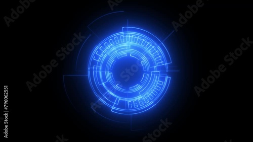 Blue arc reactor technology background with neon animation