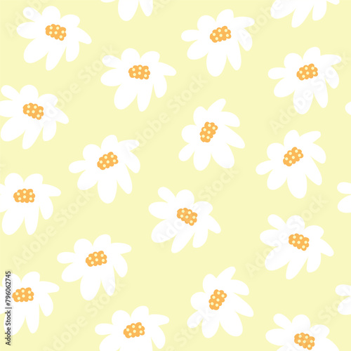 Seamless pattern of cute white flower blooming pastel background.Nature.Floral.Image for marry card,poster,print screen.Vector.Illustration. 