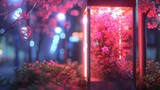 City Oasis: Discover a hidden oasis as flowers bloom inside an urban telephone booth.