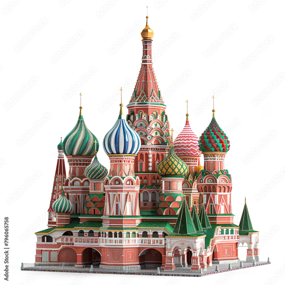 Saint Basil's Cathedral in Moscow isolated on a transparent background 
