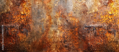 Close up view of a rusty metal surface with natural landscape patterns