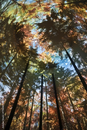 Roam through a planetarium forest where trees stretch up to touch the cosmos, Generative AI