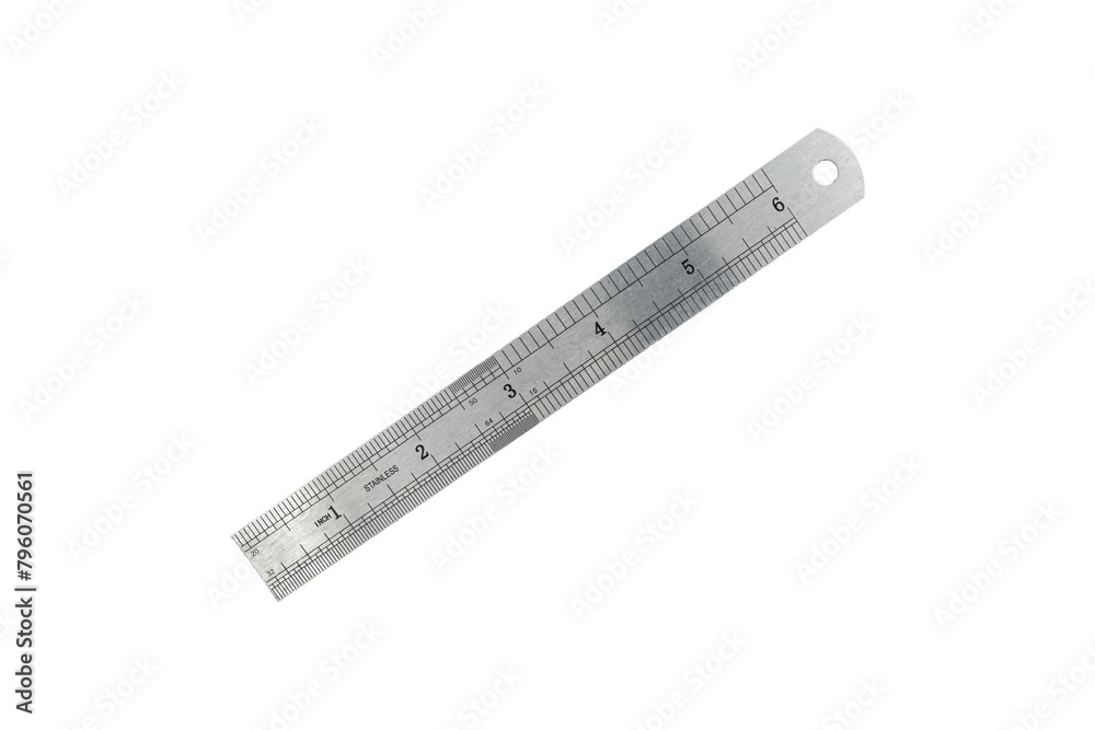 Metal steel ruler is isolated on transparent background. Metal steel ruler is isolated on transparent background.