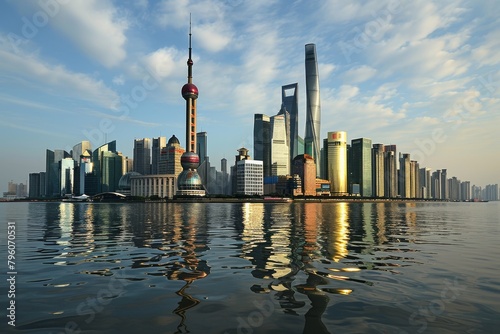 An idyllic vision of the beautiful Shanghai skyline  AI generated