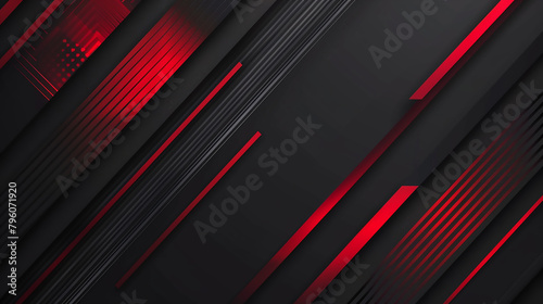 abstract black  red square line Morden technology background.