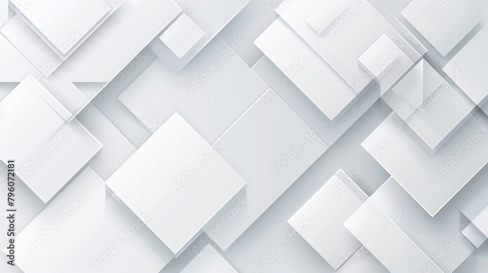 Abstract geometric white and silver, grey square background loop. Modern Abstract white background design. 