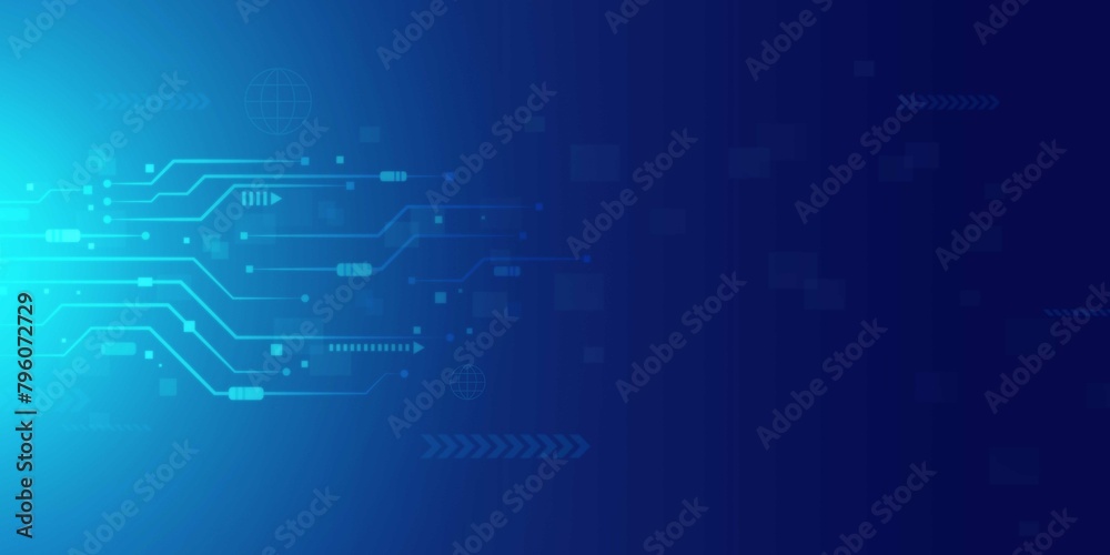 Futuristic blue and Security abstract technology background. Artificial intelligence digital transformation and Business quantum internet network communication and Antivirus.
