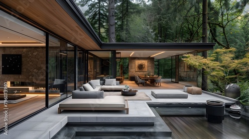 Elegant Modern Residence Blending Glass Wood and Stone with Serene Landscape Views