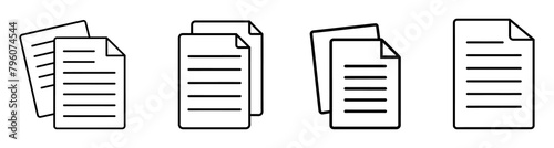 Document line icon. Paper document icons set. File symbol. Vector