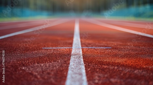 Primer plano texturizado de línea de pista de atletismo con fondo borroso photo