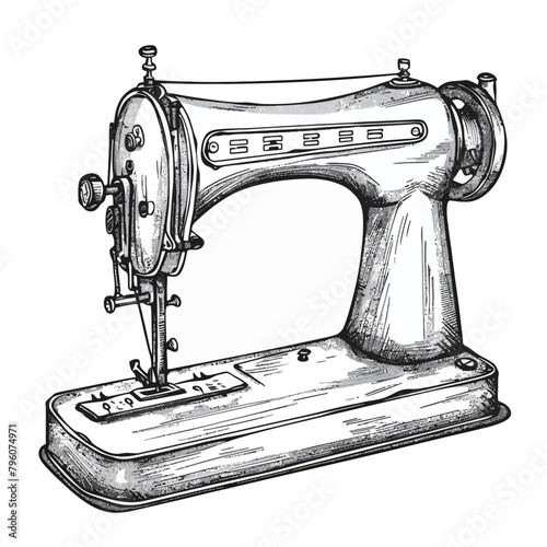 Sewing machine. Hand drawn vector illustration of a sewing machine.