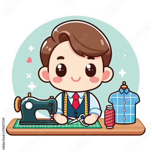  cute tailor vector  in white background 