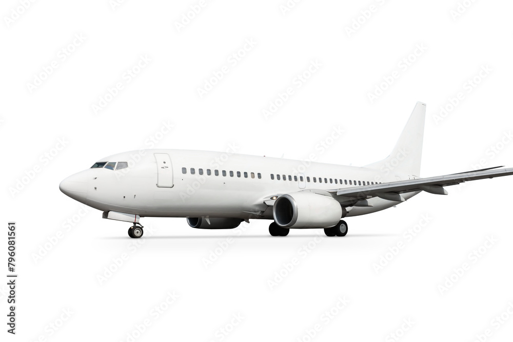 Modern white passenger jetliner isolated