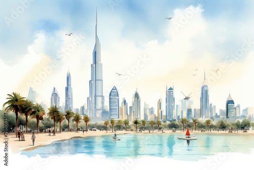 Obraz na płótnie Dubai city architecture landscape cityscape w salonie