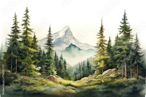 Forest wilderness landscape mountain.
