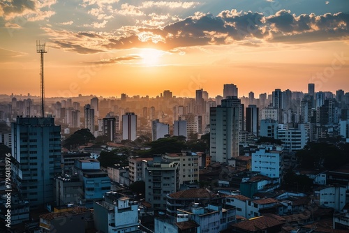 Aerial view of Paulo skyline teeming with life and color, AI generated