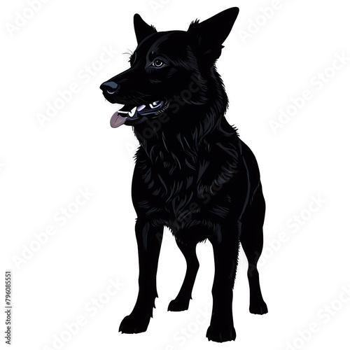Silhouette of Tamaskan Dog isolated on transparent background